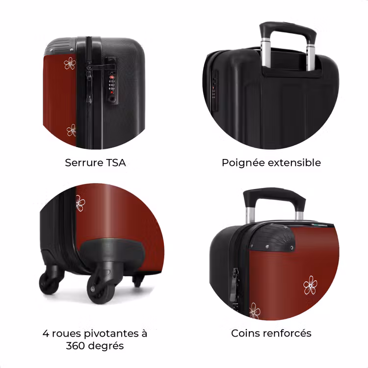 Valise - Fond rouge avec fleurs blanches — 7