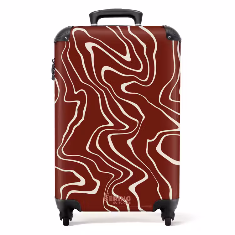 Valise - Fond rouge avec lignes abstraites beiges — 1