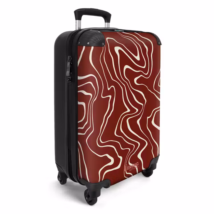 Valise - Fond rouge avec lignes abstraites beiges — 2