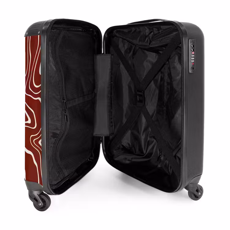 Valise - Fond rouge avec lignes abstraites beiges — 4