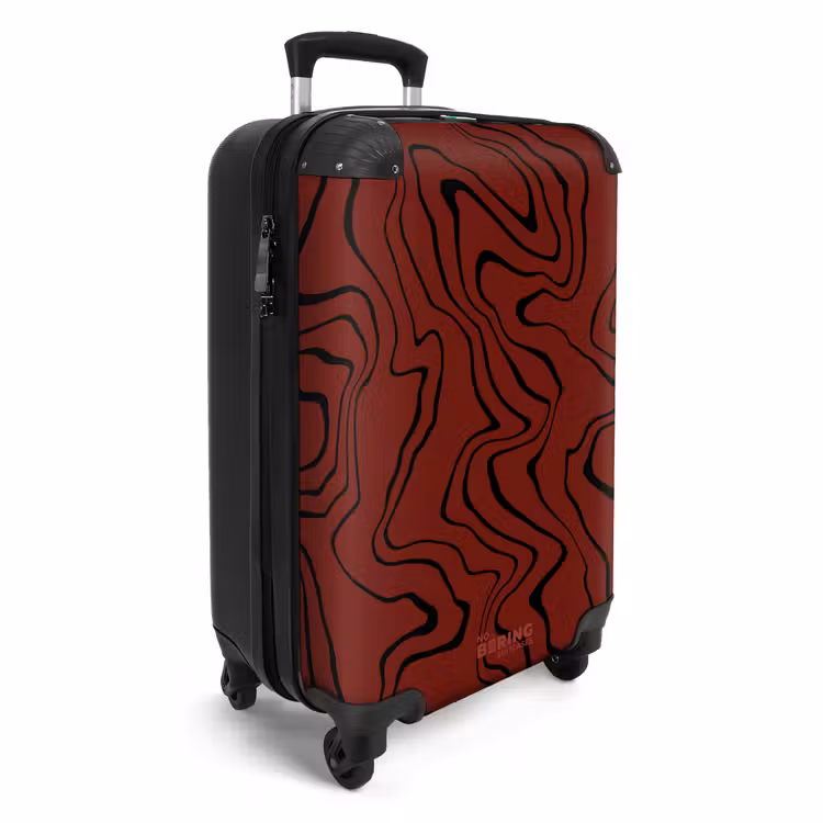 Valise - Fond rouge avec lignes noires abstraites — 2