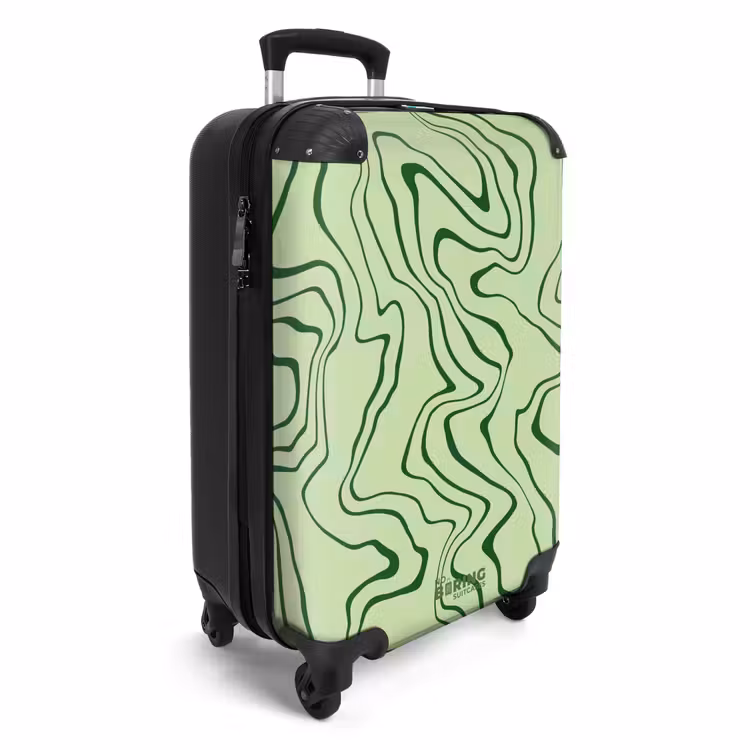 Valise - Fond vert clair avec lignes abstraites vert foncé — 2