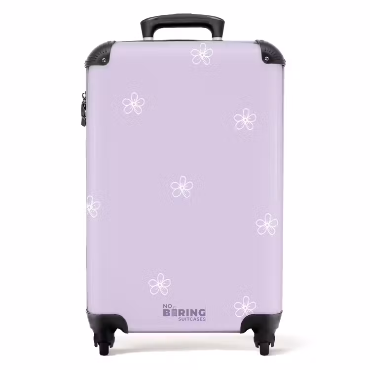 Valise - Fond violet avec fleurs blanches — 1