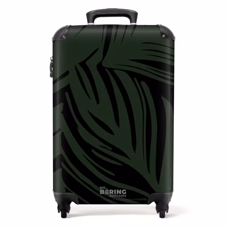 Valise - Grandes feuilles en noir et vert foncé — 1