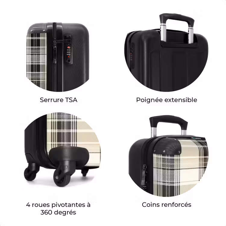 Valise - Motif à carreaux classique en beige — 7