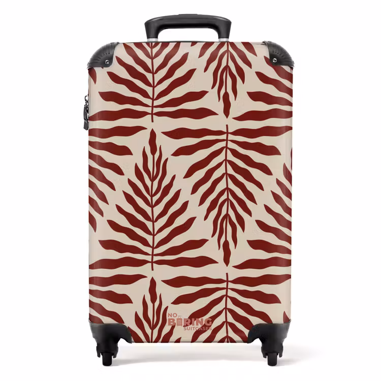 Valise - Motif de feuilles en beige et rouge — 1