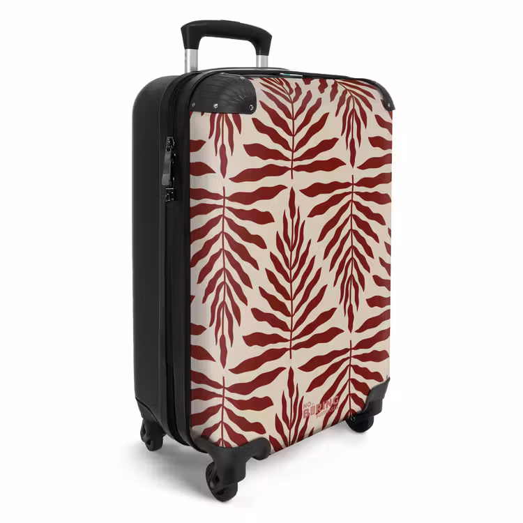 Valise - Motif de feuilles en beige et rouge — 2