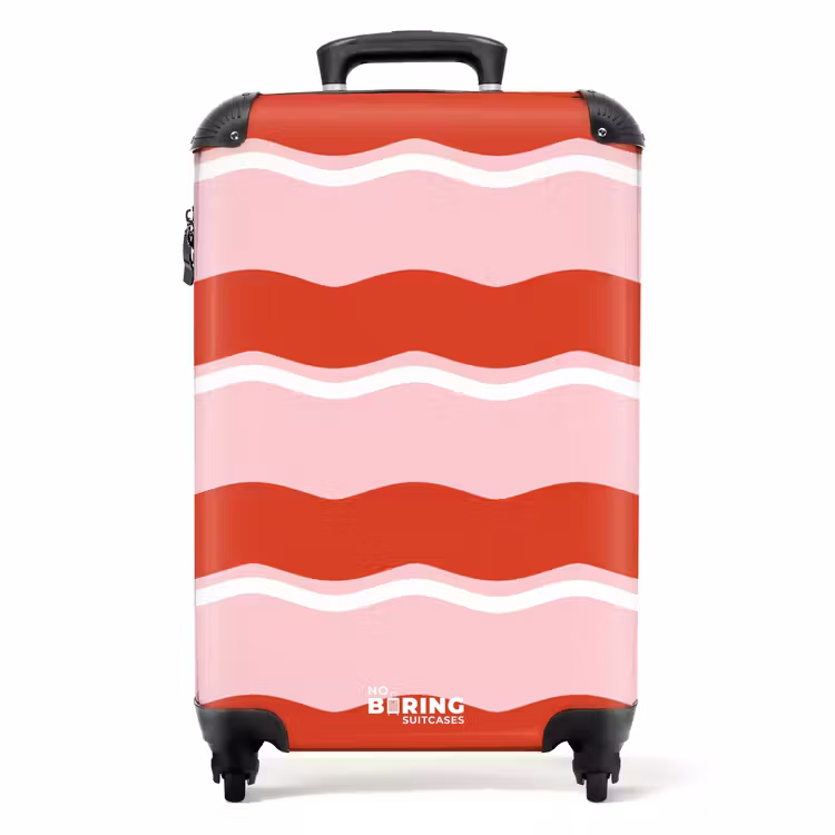 Valise - Rayures ondulées rouges et roses — 1