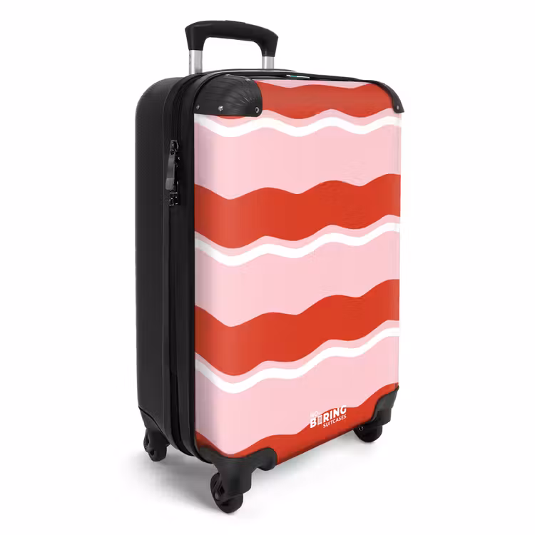 Valise - Rayures ondulées rouges et roses — 2