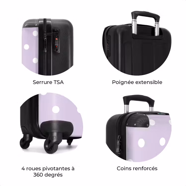 Valise - Fond violet clair avec des points blancs — 7