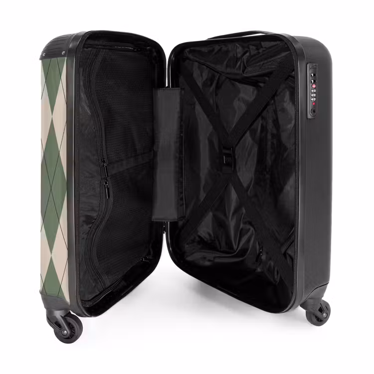 Valise - Vert avec motif à carreaux beige — 4