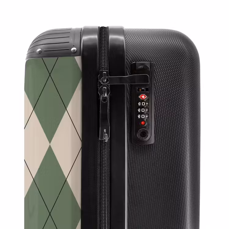 Valise - Vert avec motif à carreaux beige — 5