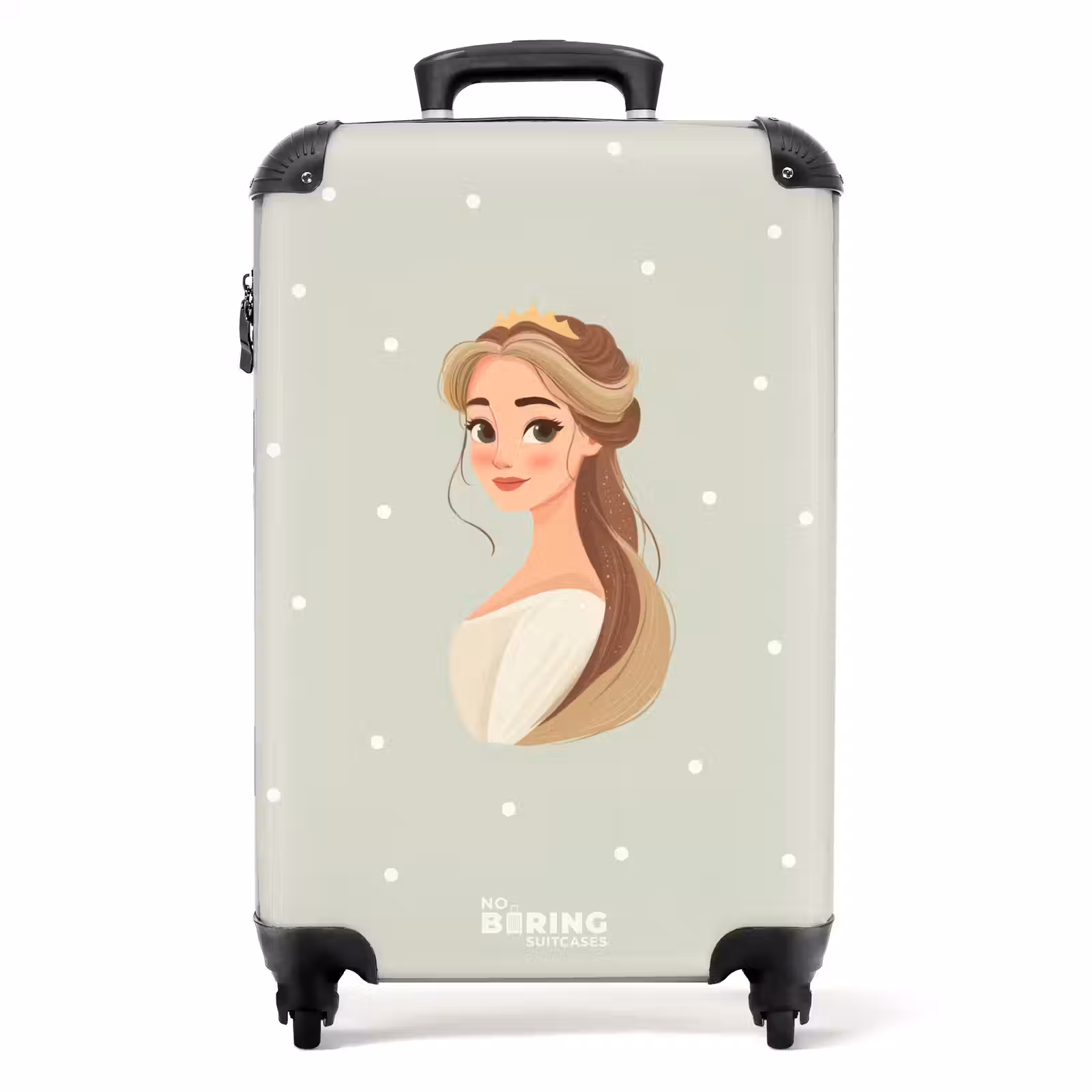 Valise - Princesse avec diadème sur fond vert à pois — 1