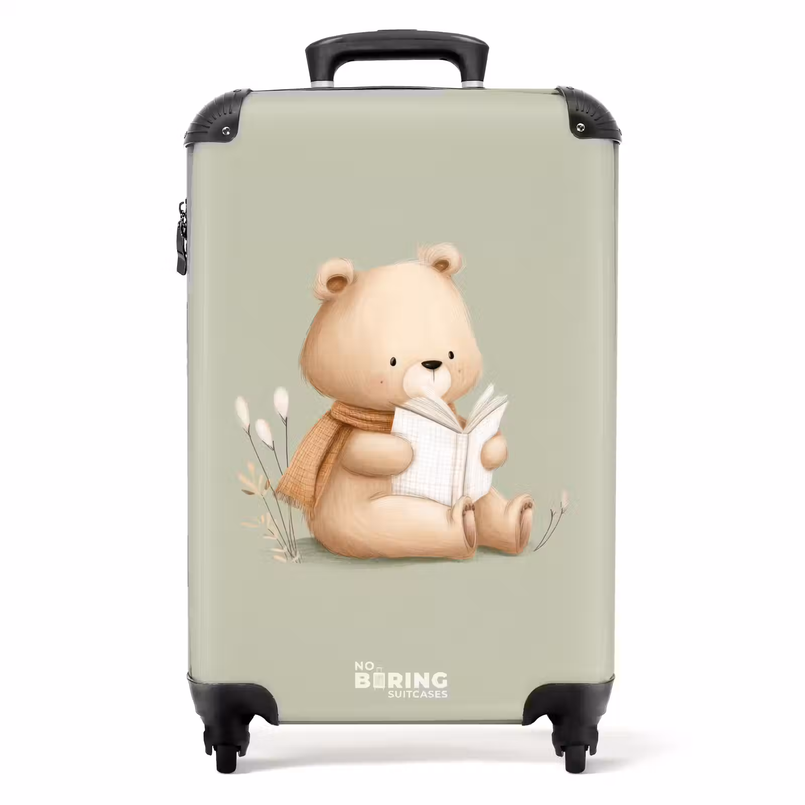 Valise - Un ours brun avec un livre - Vert — 1