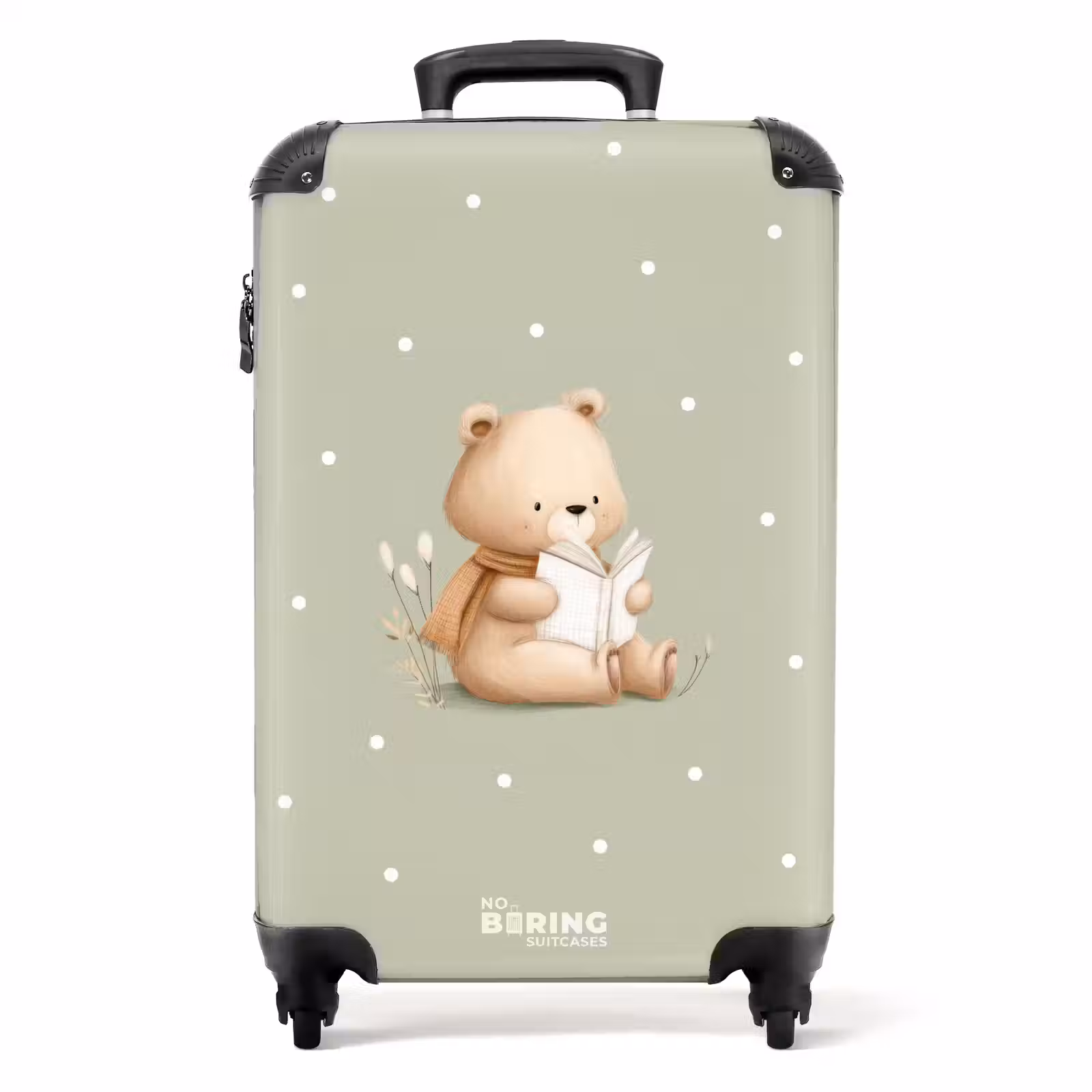 Valise - Un ours brun lisant un livre - Vert — 1