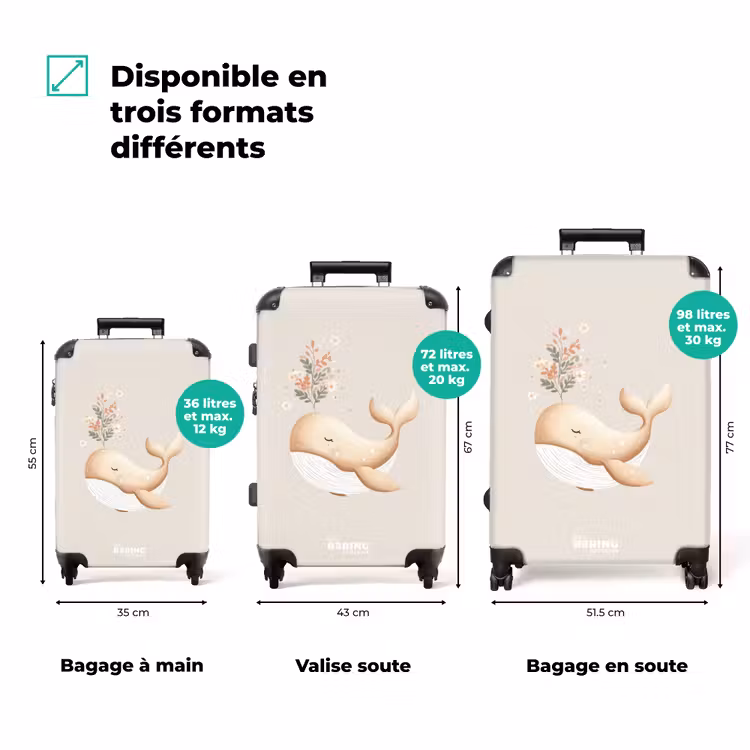 Valise - Baleine aux couleurs beige pastel — 3