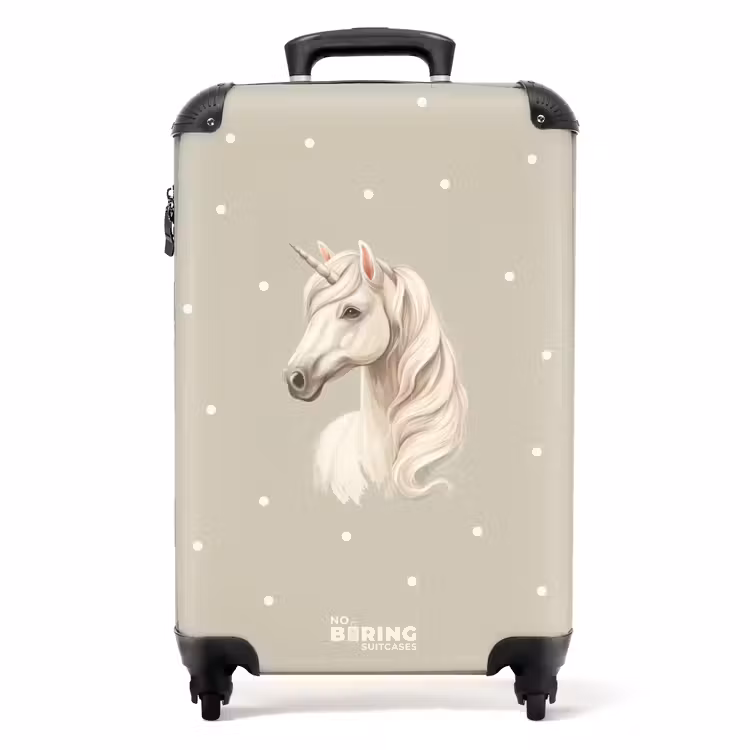 Valise - Licorne entourée de pois dans des couleurs neutres — 1