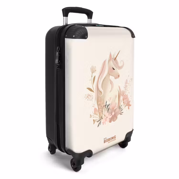 Valise - Licorne parmi les fleurs aux couleurs roses pastel — 2