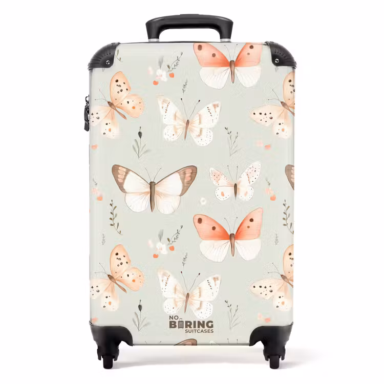 Valise - Motif de papillon dans des tons orange et rouge doux — 1