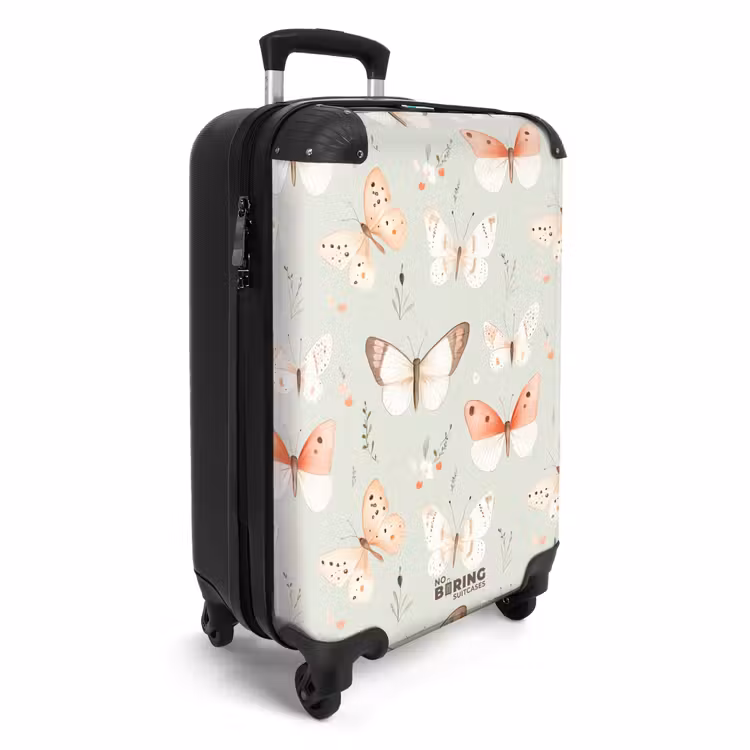 Valise - Motif de papillon dans des tons orange et rouge doux — 2