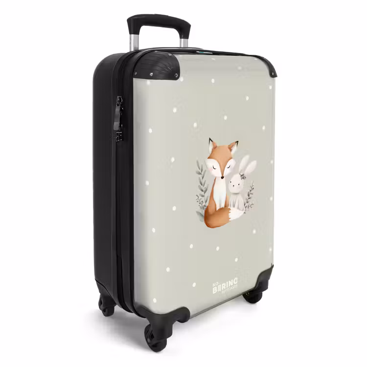 Valise - Renard et lapin entourés de feuilles et de points verts — 2