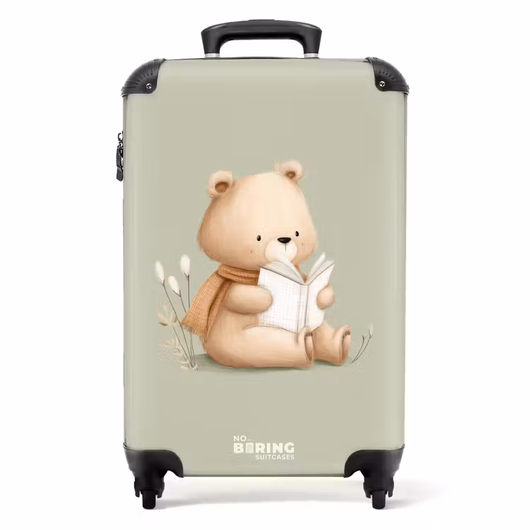 Valise - Un ours brun avec un livre - Vert — 1