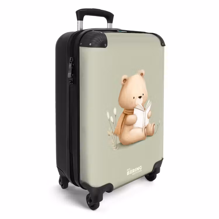 Valise - Un ours brun avec un livre - Vert — 2