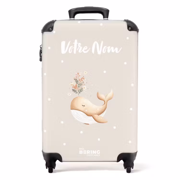 Valise avec nom -Baleine Fleurie à Pois — 2
