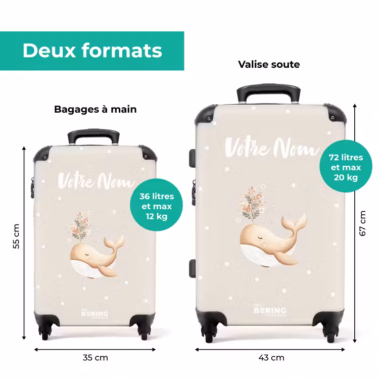 Valise avec nom -Baleine Fleurie à Pois — 7
