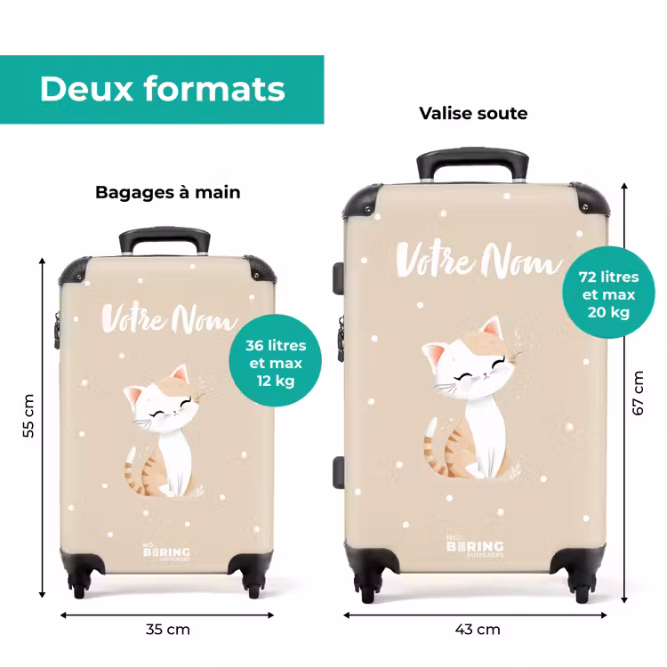 Valise avec nom -Chat Adorable à Pois — 7