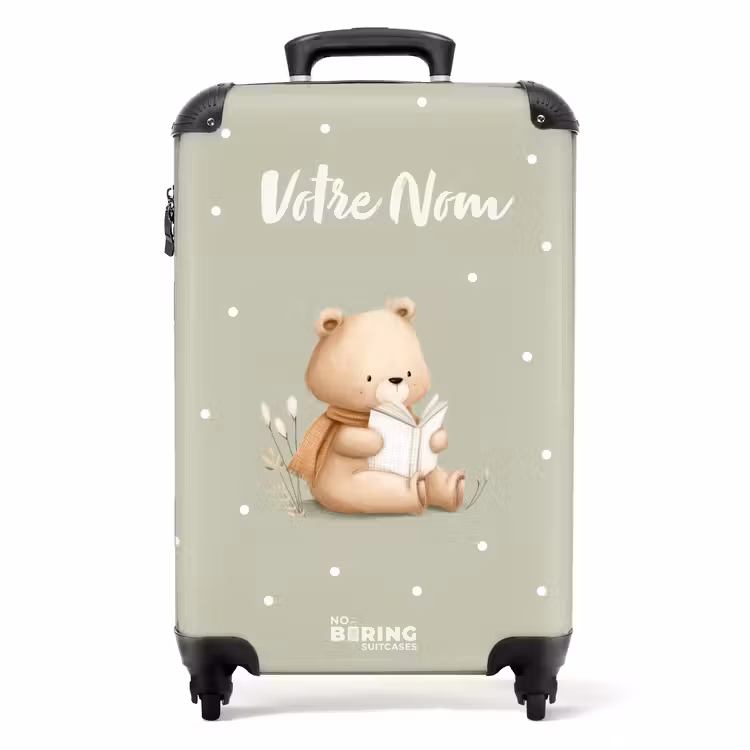 Valise avec nom -Livre et Ours à Pois — 1