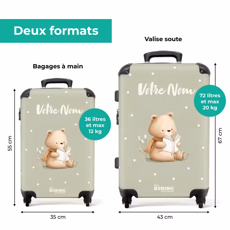 Valise avec nom -Livre et Ours à Pois — 6