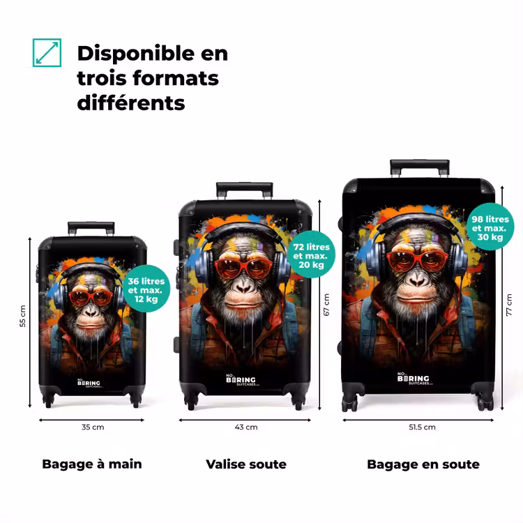 Valise - Chimpanzé avec des écouteurs et un spray anti-graffiti — 3