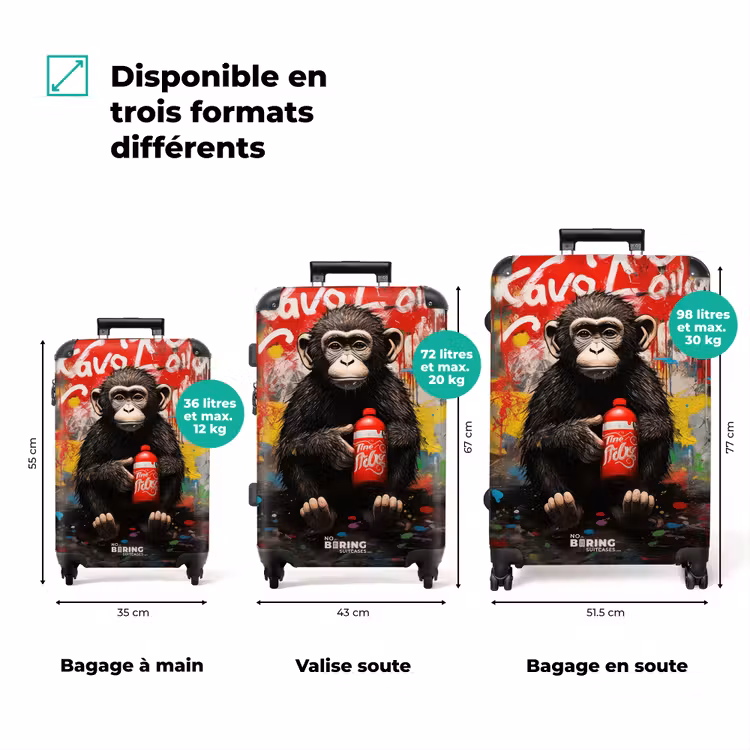 Valise - Chimpanzé devant un mur de graffitis — 3