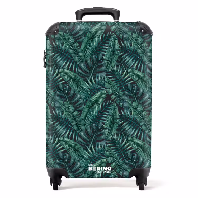 Valise - Feuilles de palmier monstera motif foncé — 1