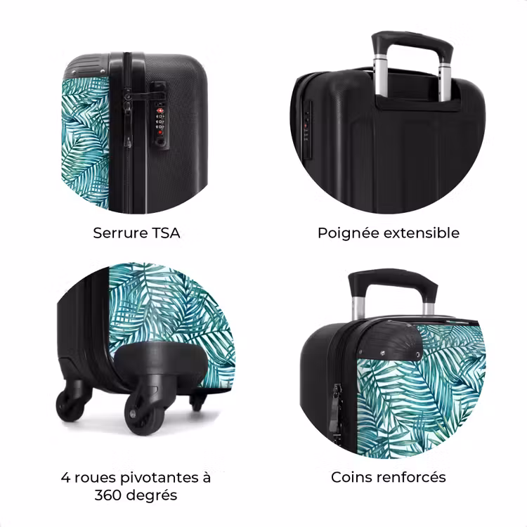 Valise - Motif de feuilles de palmier colorées en bleu — 7