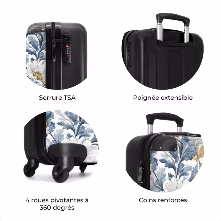 Valise - Motif floral baroque bleu — 8