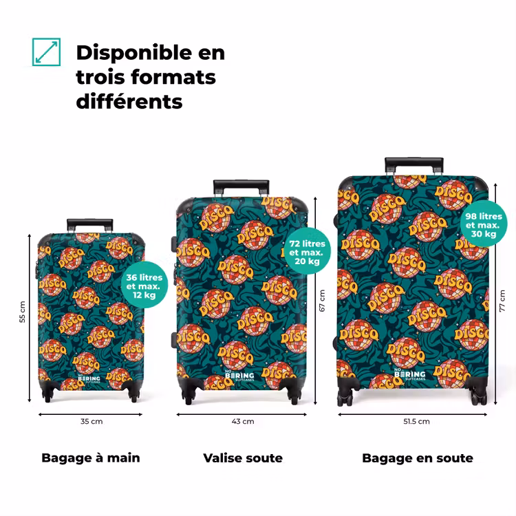 Valise - Retro disco wave bal patroon kleurrijk — 3