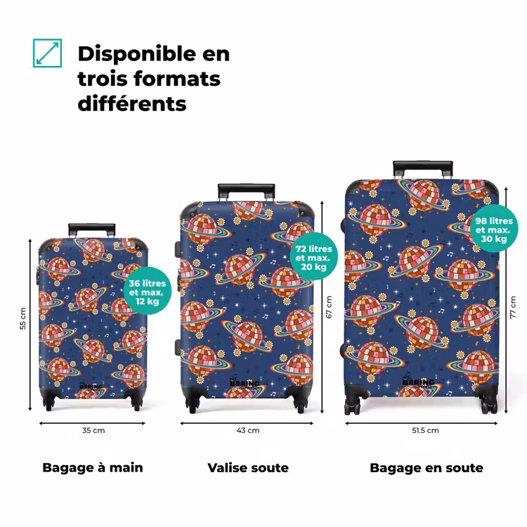 Valise - Retro disco regenbogen patroon kleurrijk — 3