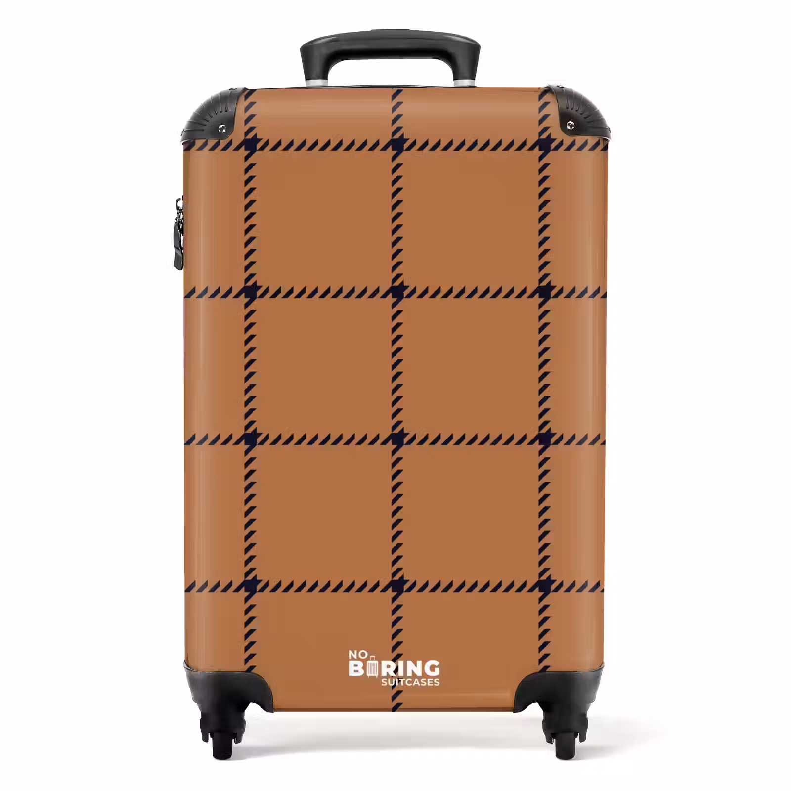 Valise - Motif en damier avec des lignes à chevrons en marron et noir — 1