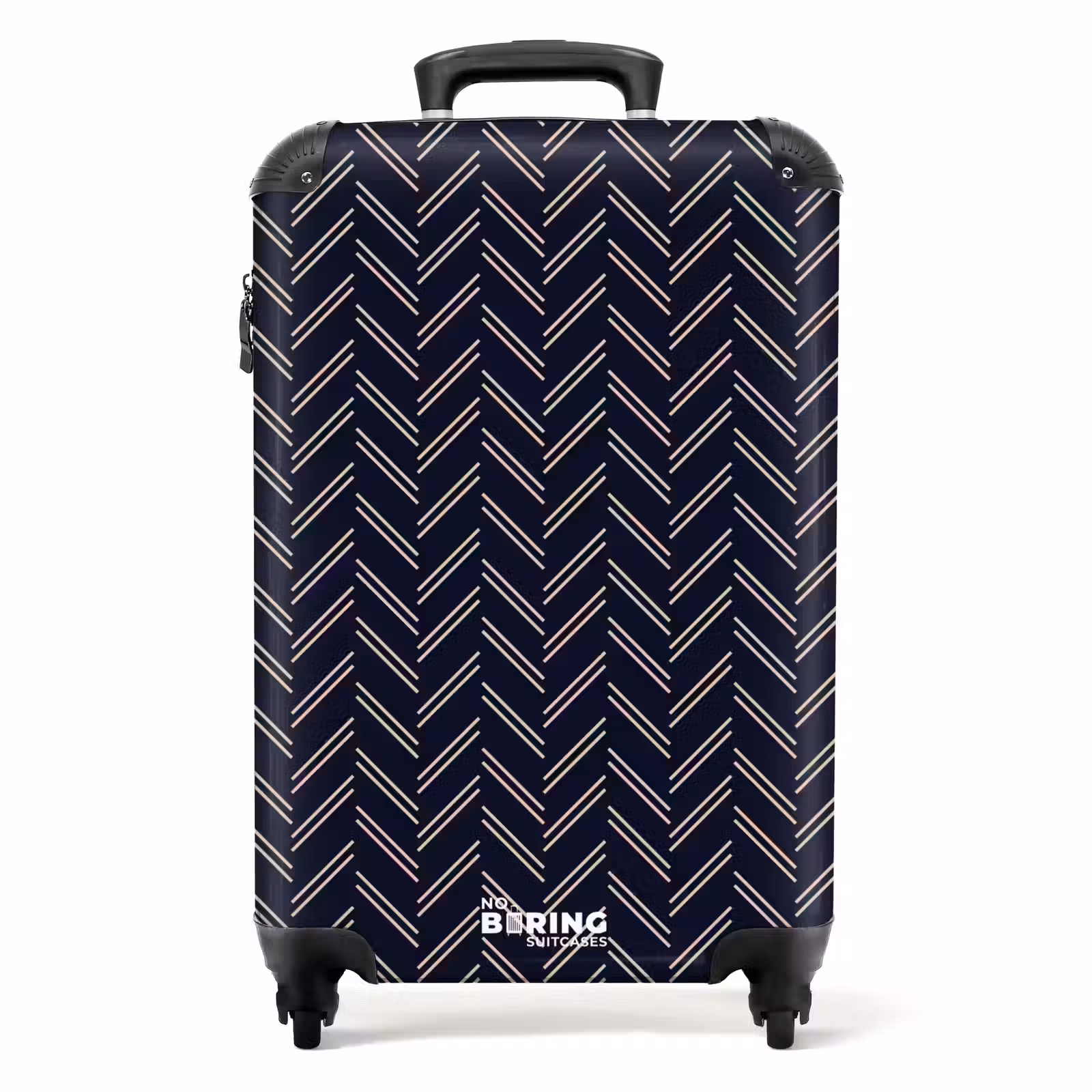 Valise - Texture à chevrons avec lignes rose clair sur bleu foncé — 1