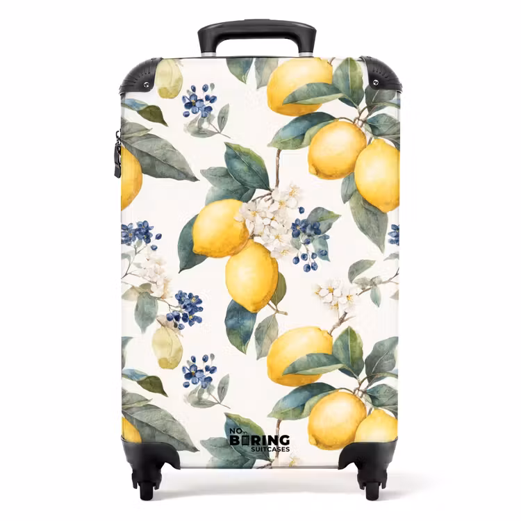 Valise - Citron avec motif de fleurs — 1