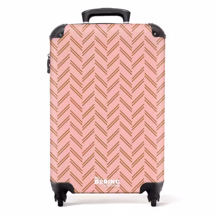Valise - Motif à chevrons avec des nuances de rose et de brun — 1