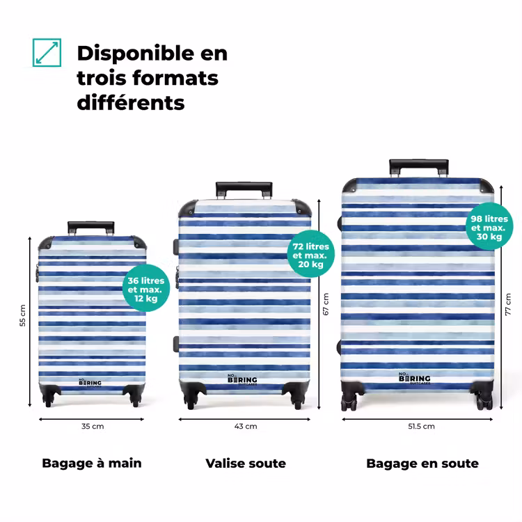 Valise - Motif à rayures bleu — 3