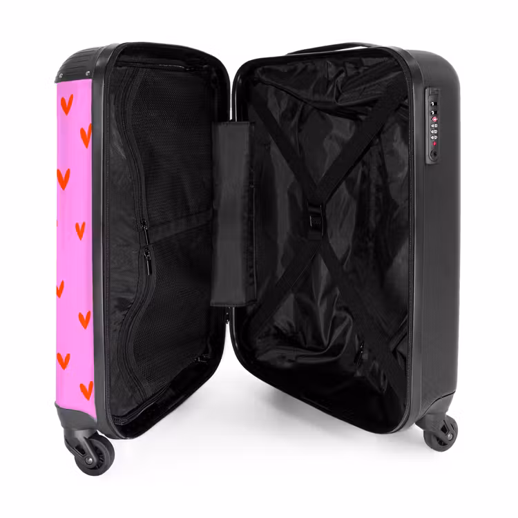Valise - Motif de cœur répété sur fond rose — 5