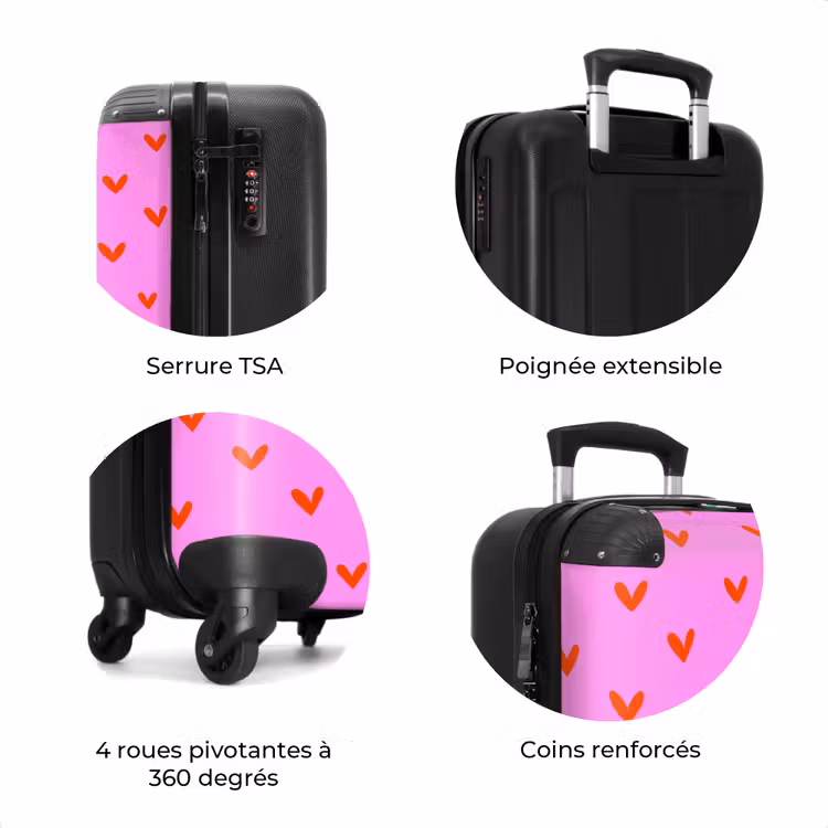 Valise - Motif de cœur répété sur fond rose — 8