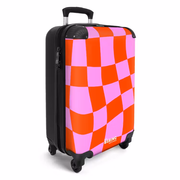 Valise - Motif de damier ondulé en rouge et rose — 2