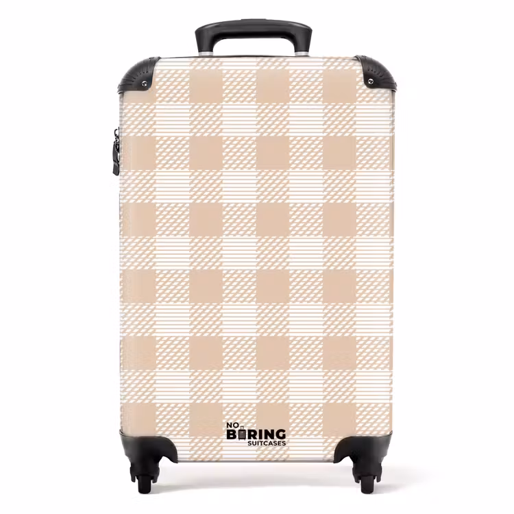 Valise - Motif en damier beige et crème avec accents texturés — 1