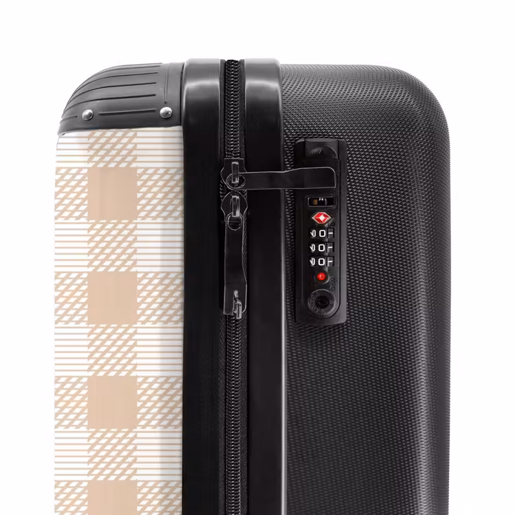 Valise - Motif en damier beige et crème avec accents texturés — 6