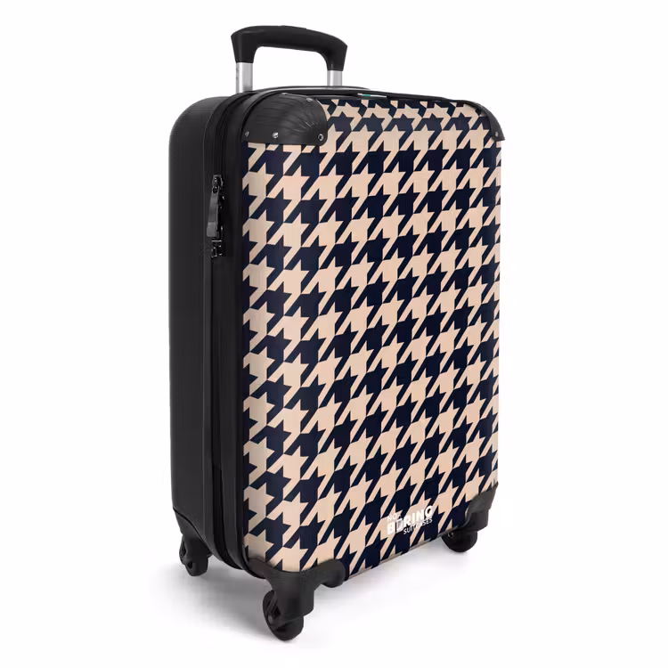 Valise - Motif pied-de-poule en beige et bleu foncé — 2